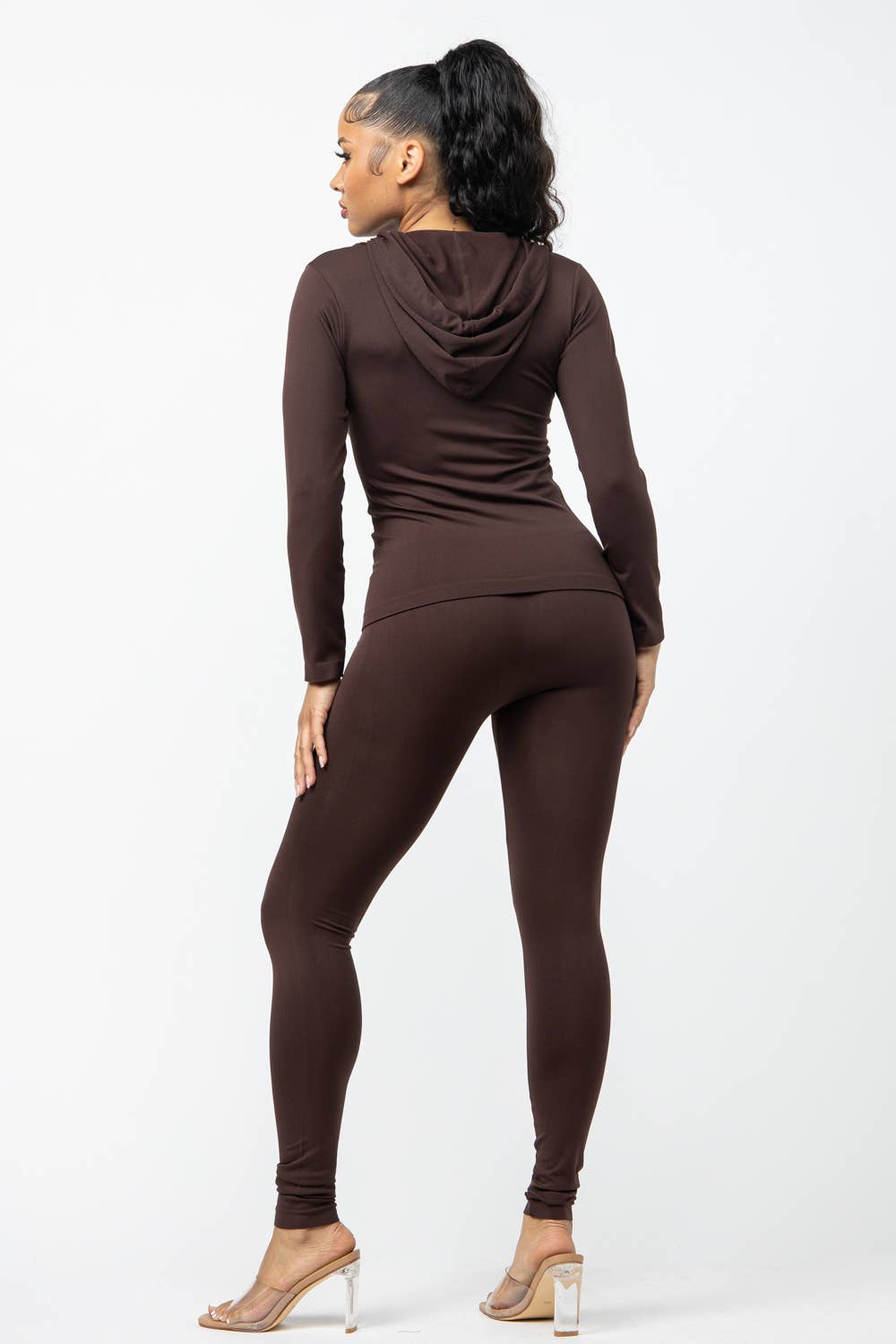 Seamless Zip Up Hoodie Jacket And Leggings Set