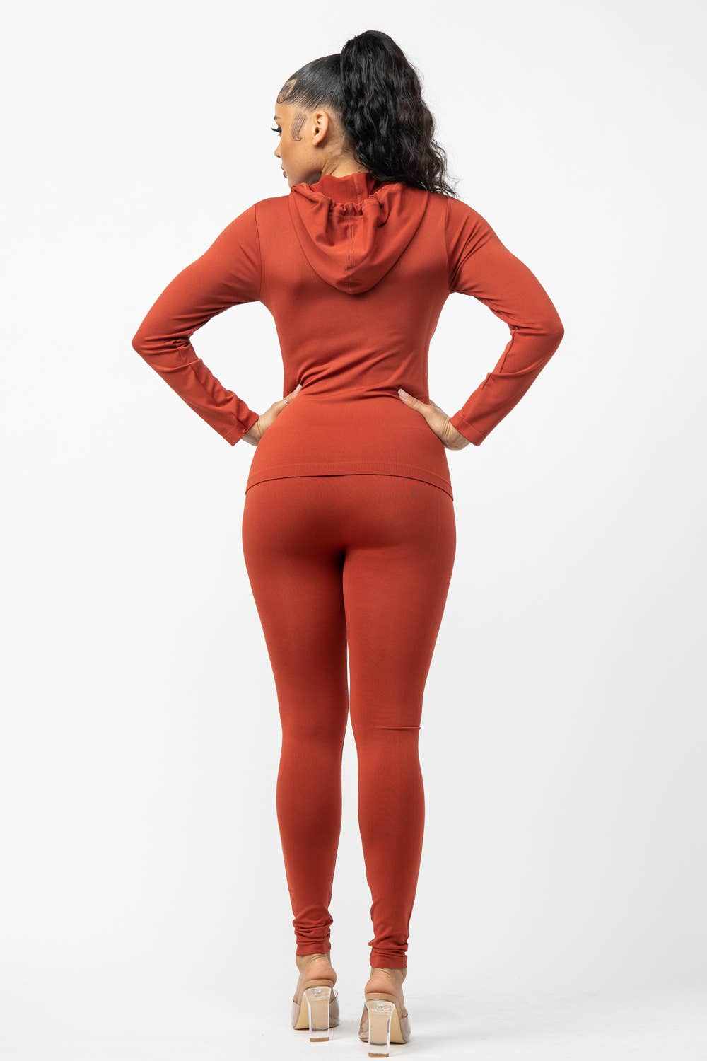 Seamless Zip Up Hoodie Jacket And Leggings Set