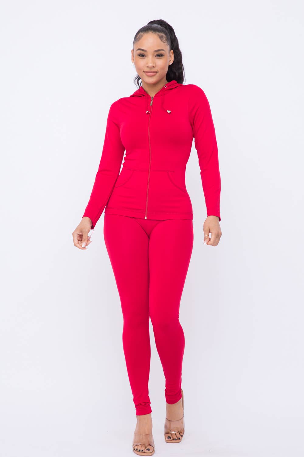 Seamless Zip Up Hoodie Jacket And Leggings Set