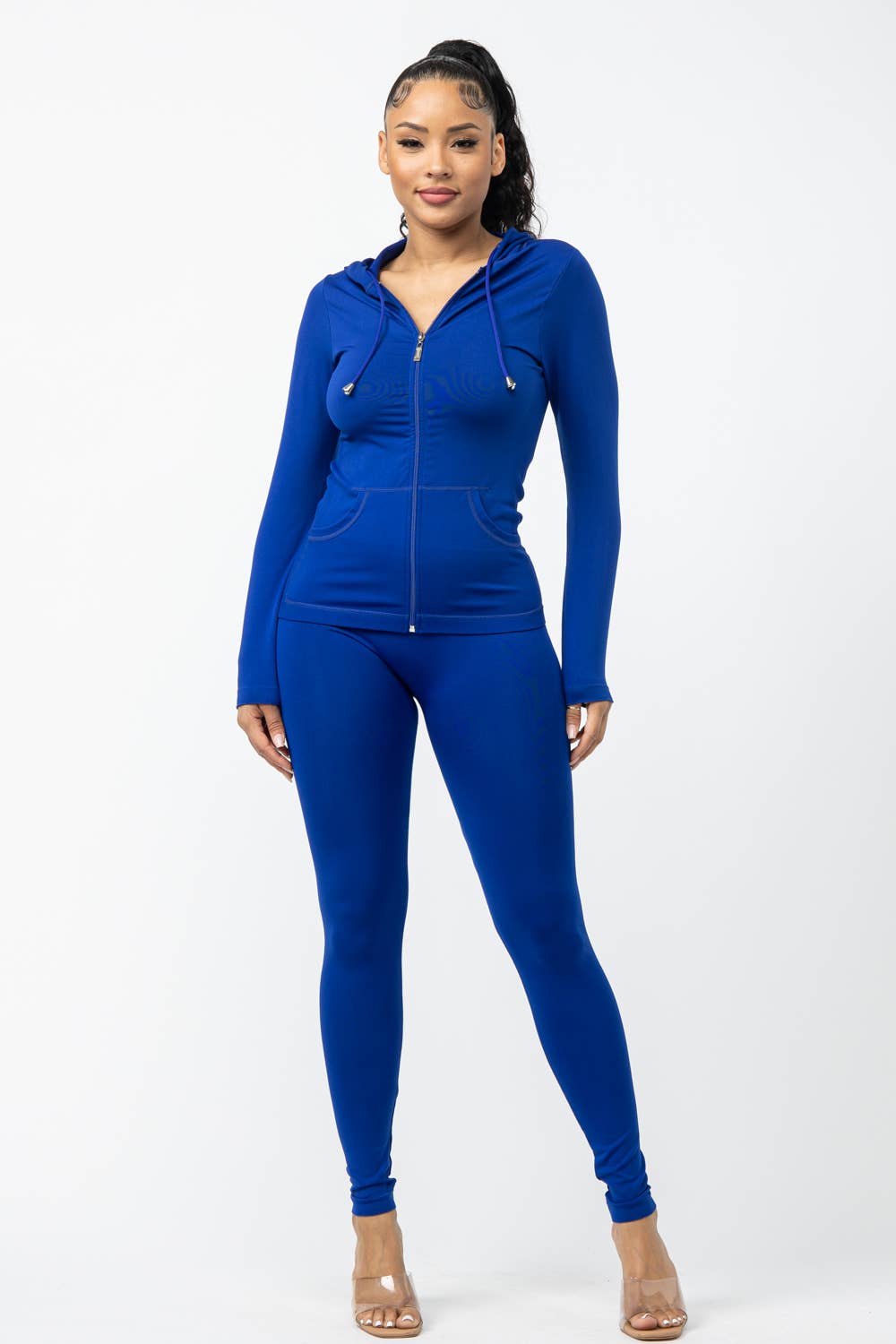 Seamless Zip Up Hoodie Jacket And Leggings Set