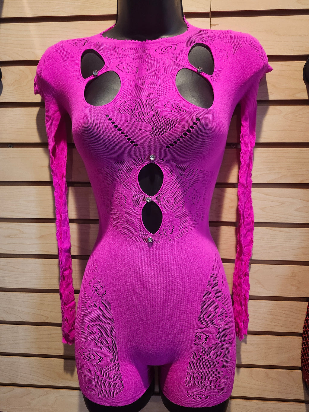 Pink Mesh Cutout Romper