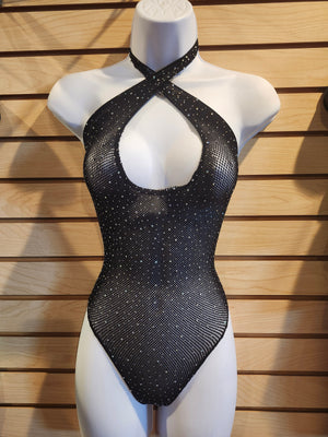 Black Mesh Bling Bodysuit