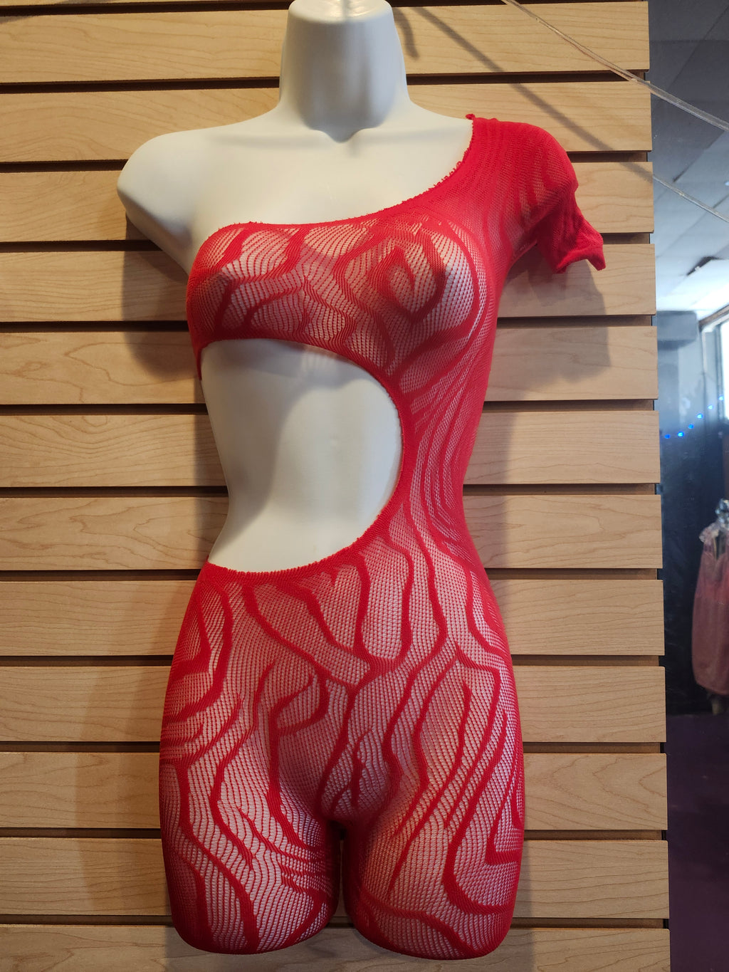 Red Mesh Cutout Romper