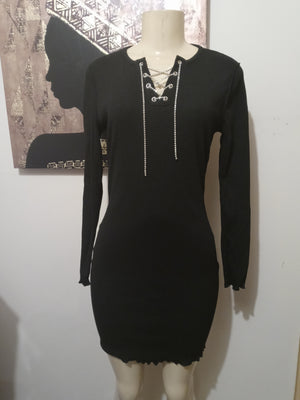 Chained Black Sweater Dress