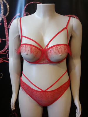 Plus Polka Dot Cutout Bra Set