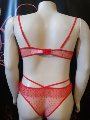 Plus Polka Dot Cutout Bra Set